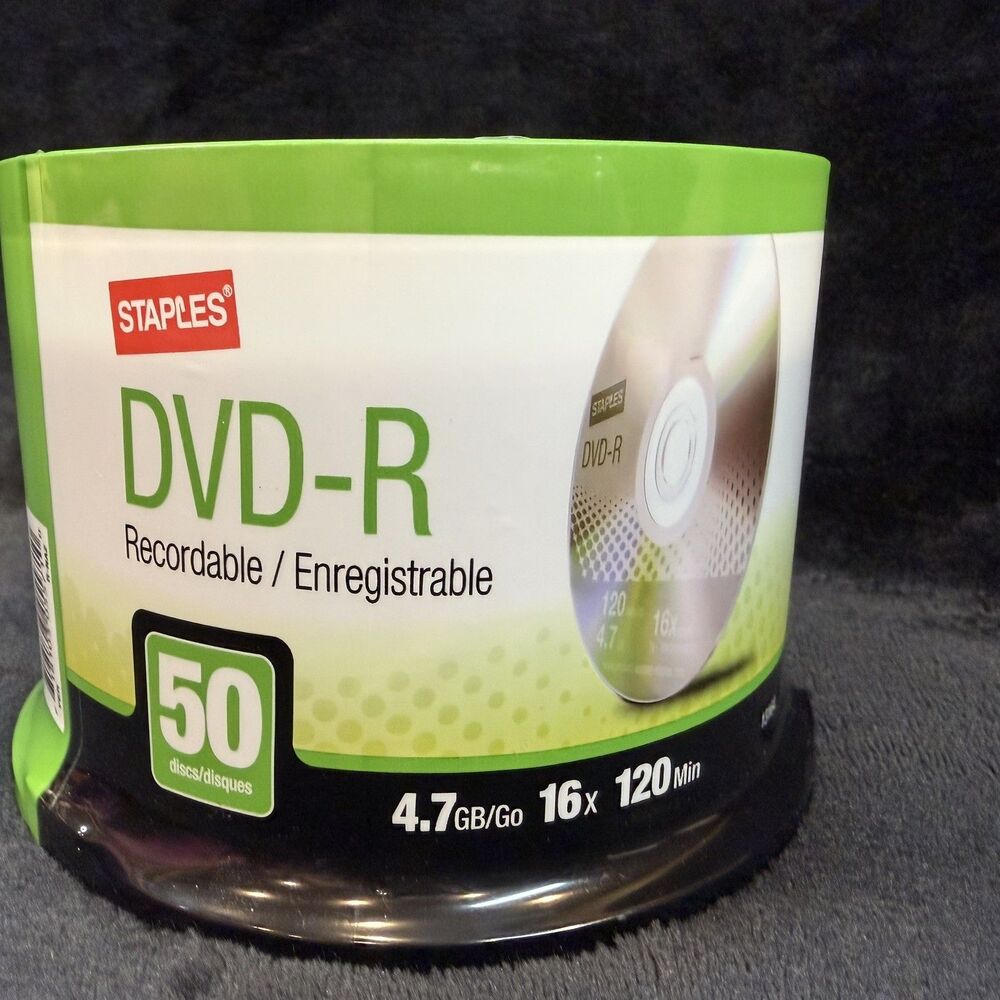 Staples DVD-R 50 Pack Spindle 4.7GB 16x 120 Min Recordable Blank DVDs NEW SEALED